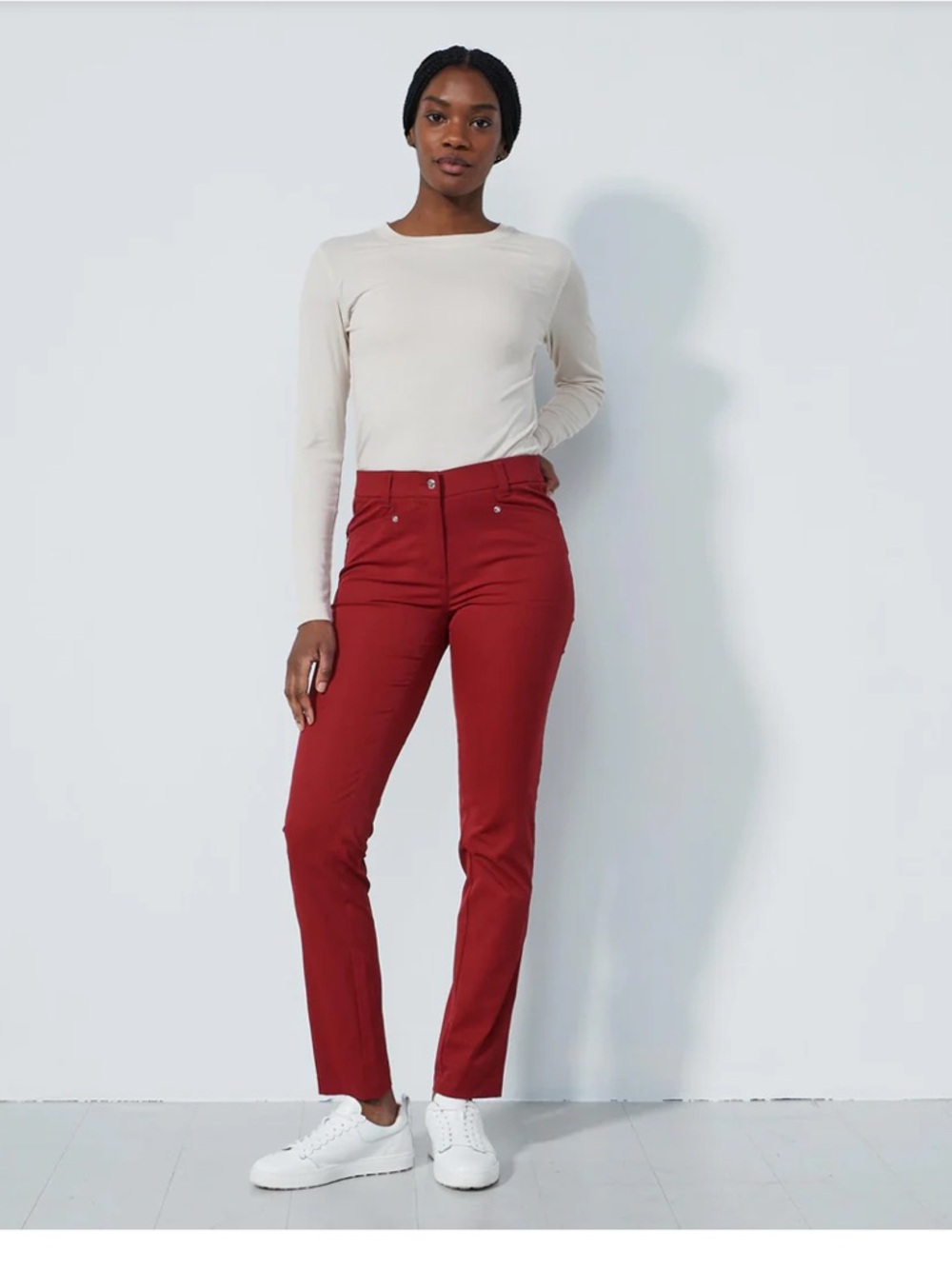 Daily Sports Lyric Umbria Red Performance Golf Trousers Size 6 - Picture 3 of 14